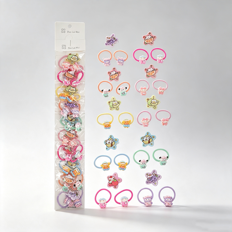 10PCS Sanrio Series Printed Clip Hair Ties Mixed