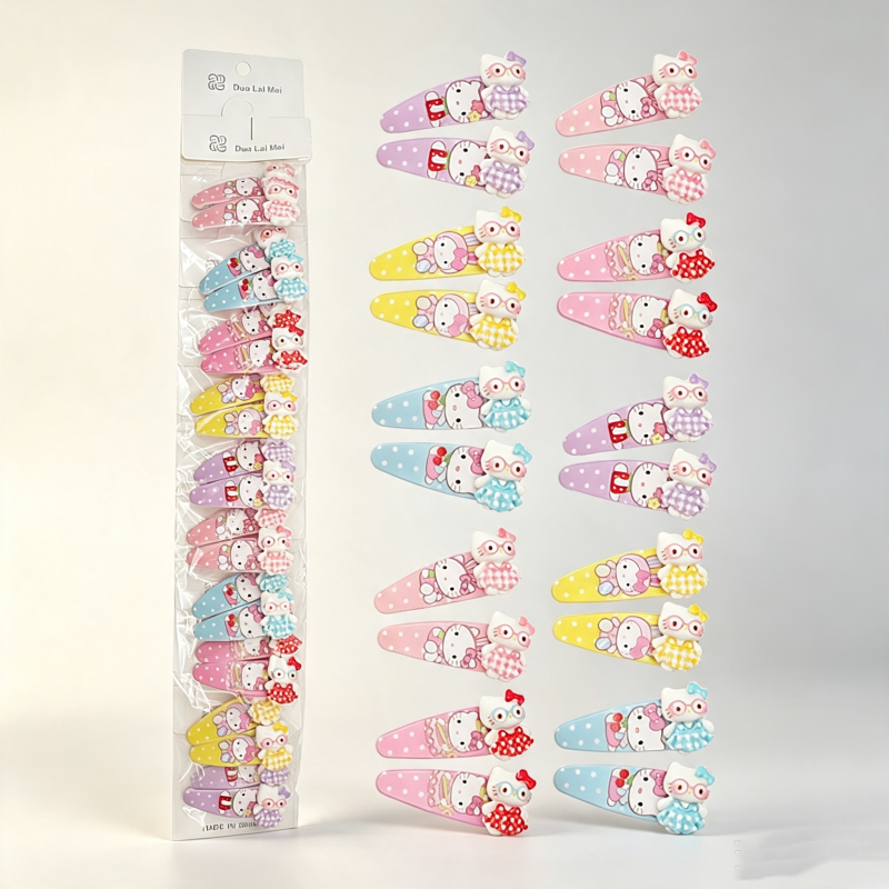 10PCS Hello Kitty Printed BB Hair Clips