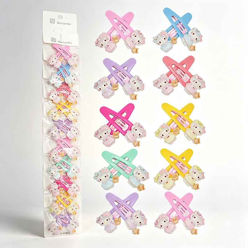 10PCS Transparent Hello Kitty BB Hair Clips