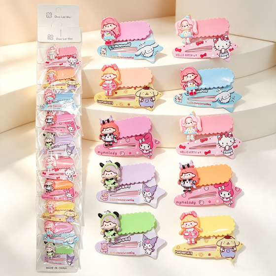 10PCS Sanrio Egg Clip Printed BB Clip Mixed