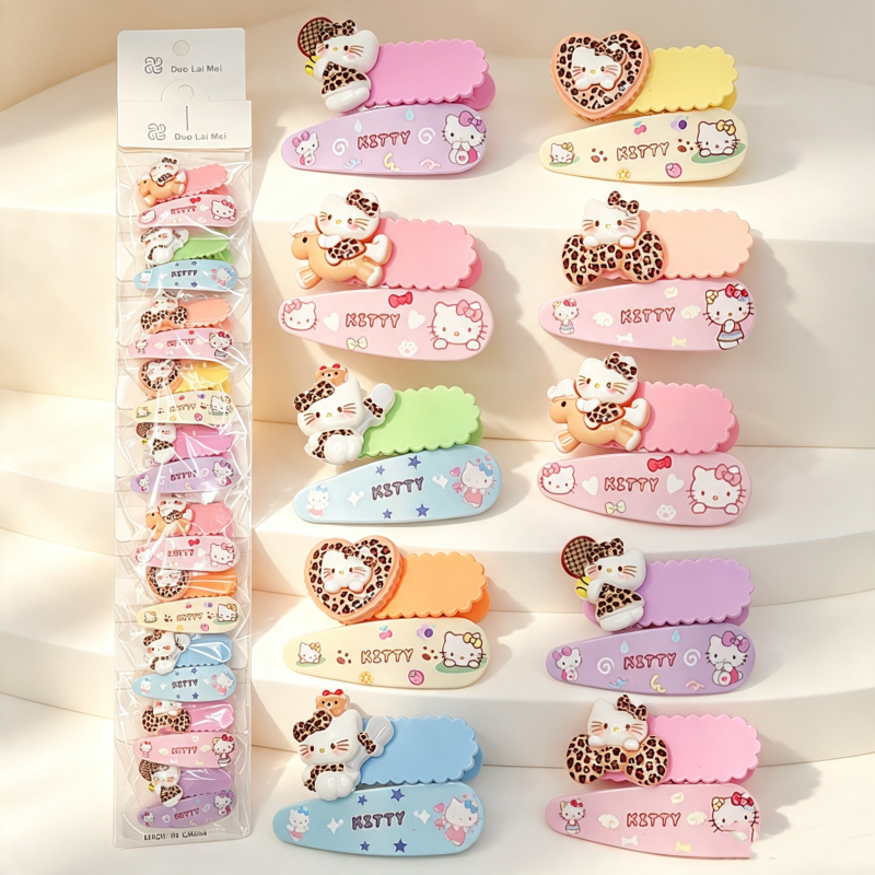 10PCS HelloKitty Heart Egg Clip Printed BB Clip Mixed