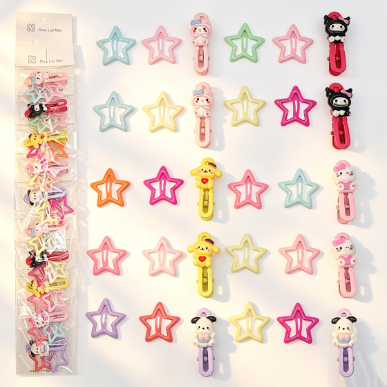 10PCS Sanrio Series Iron Pressed Five-Star Clip Mixed