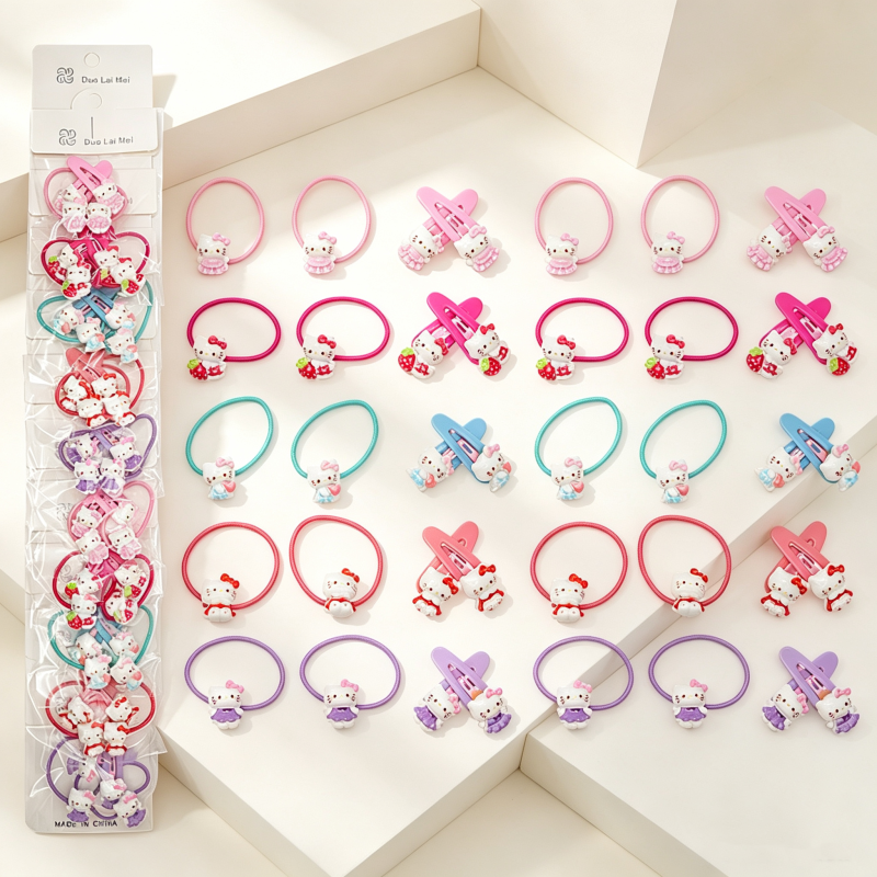 10PCS Hello Kitty Hair Tie BB Clip Mixed