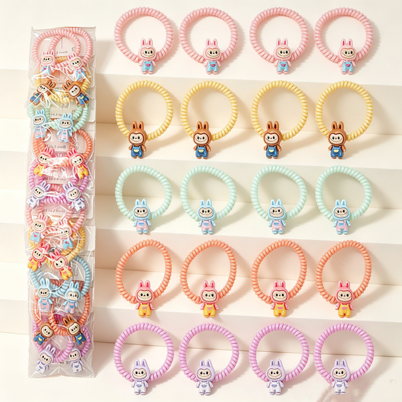10PCS Labubu Series Telephone Wire Hair Ties