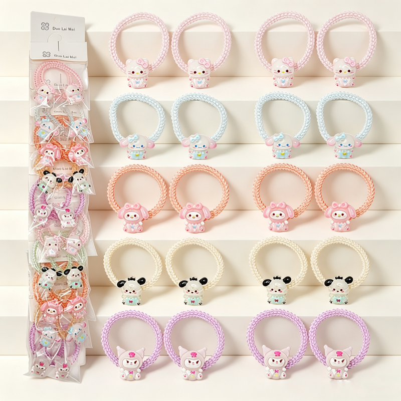 10PCS Sanrio Series Jelly Telephone Wire Hair Ties