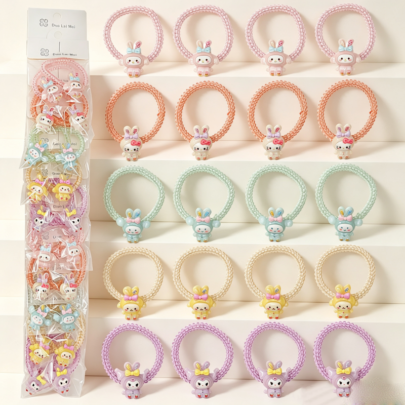 10PCS Little Rabbit Jelly Telephone Wire Hair Ties