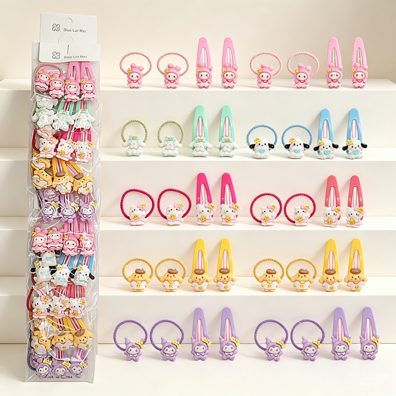 10PCS Sanrio Series Small Hair Ties BB Clip Mixed