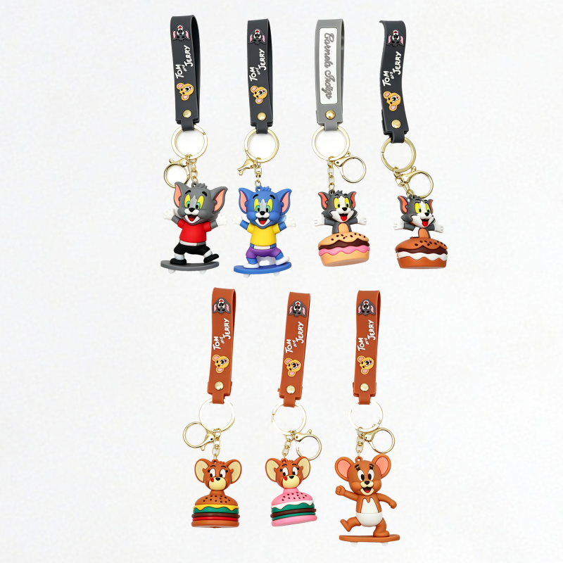 7PCS cat and mouse keychains 36
