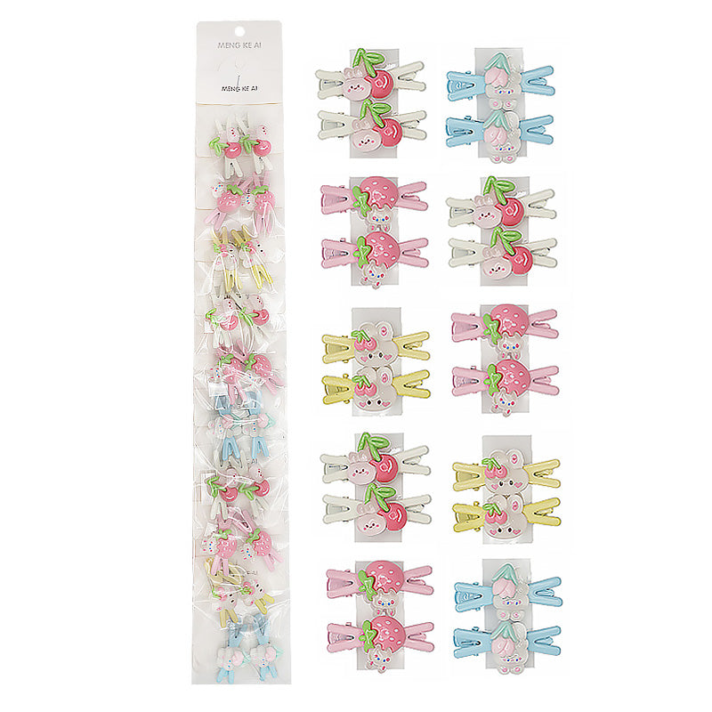 10PCS Strawberry Rabbit Hair Clips 08