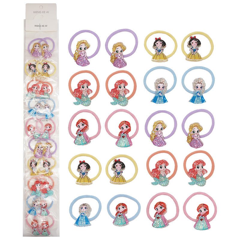 10PCS Disney Princess Hair Ties 14