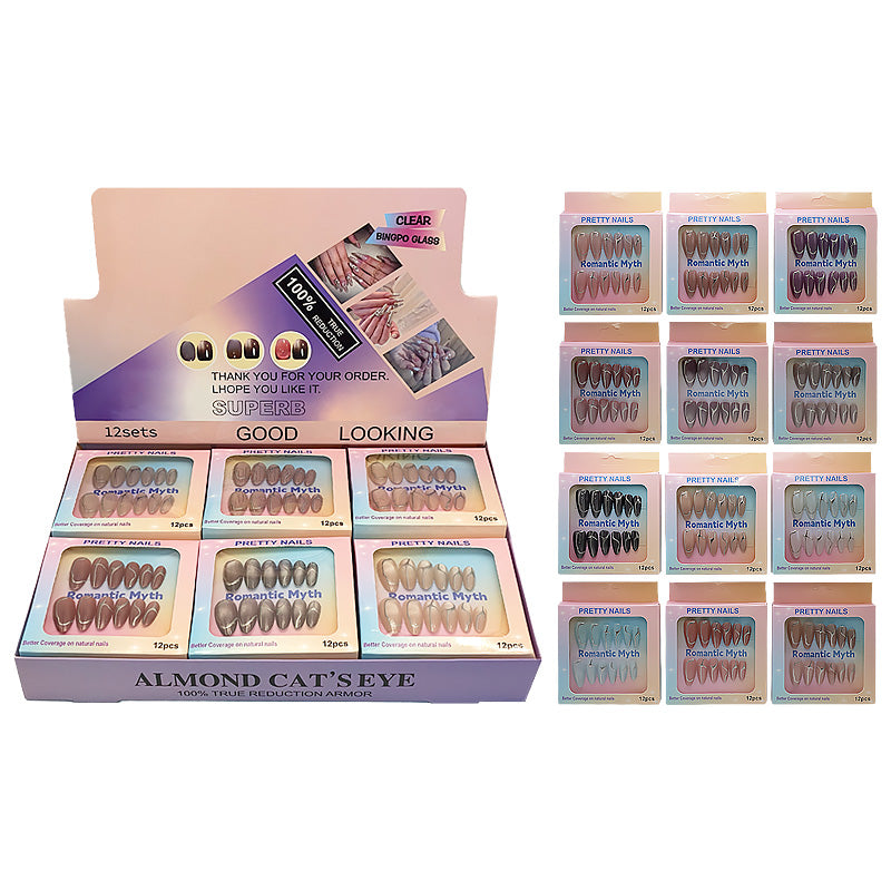 12PCS Paper Box Cat Eye Nail Tips 7