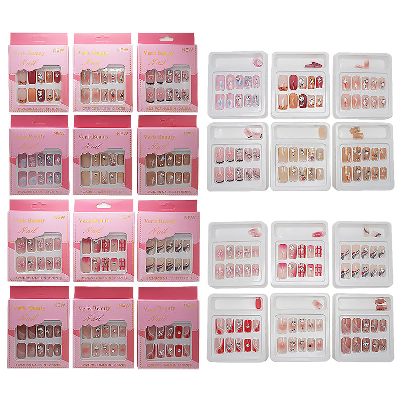 12PCS Nail Tips with Rhinestones 15