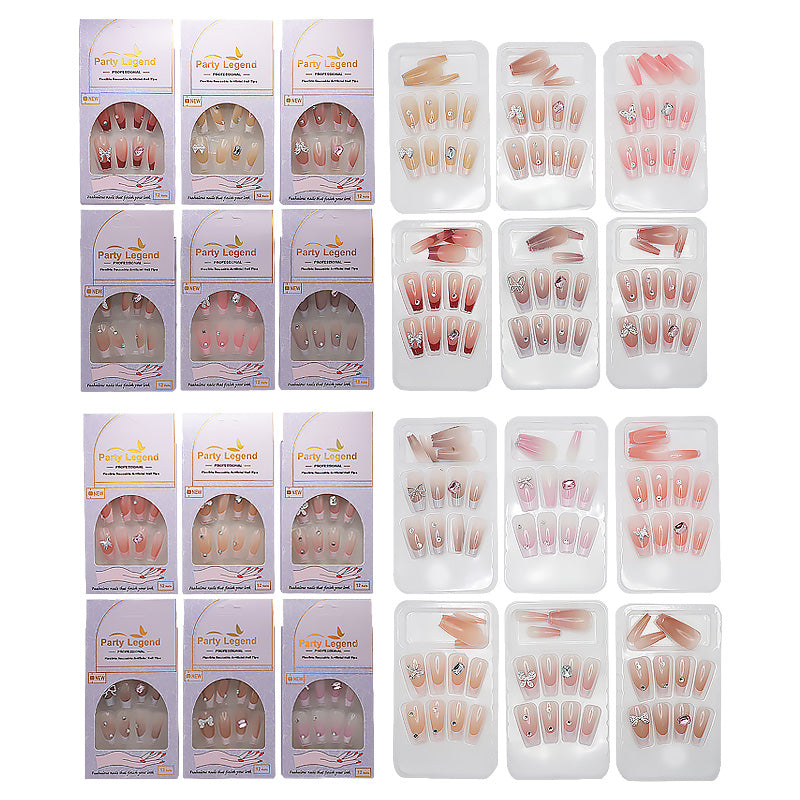 12PCS Nail Tips with Rhinestones 19