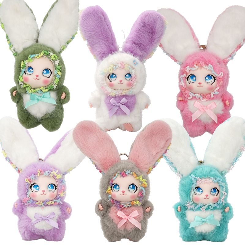 6PCS Lolita Rabbit Plush Charm Set 01